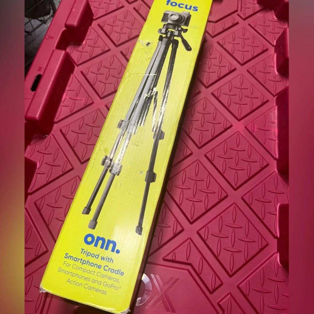 Onn Black Tripod with Smartphone Cradle and ring light bundle